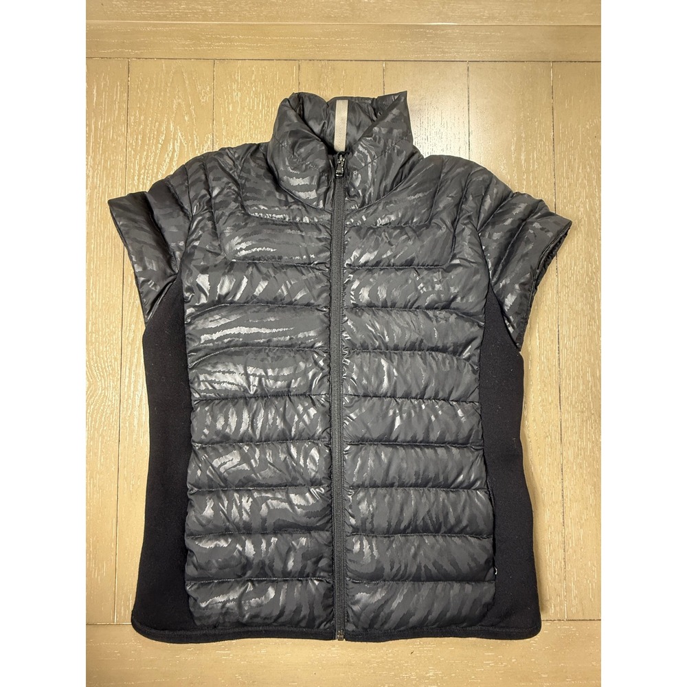 RLX Ralph Lauren Puffer Vest‎ Women S Black Zebra Print Packable Bellagio Logo
